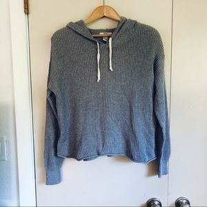 Gray Ribbed Hoodie